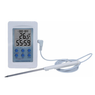 High Precision Large Screen Stainless Steel Needle Timing Kitchen Baking Barbecue Thermometer