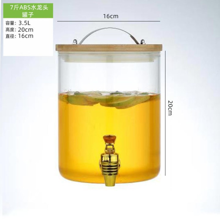 Gran capacidad de jugo de bebidas cubo con grifo comercial transparente de vidrio xiangyun base cubo de vino cubo de la enzima hogar