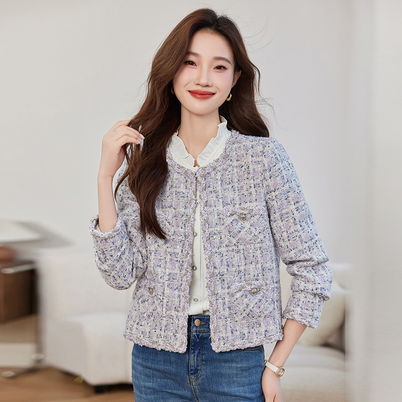 Woven Tweed Small Fragrant Short Outwear for Women, Spring & Fall Style, High-End Jacket, Short Top for Small People