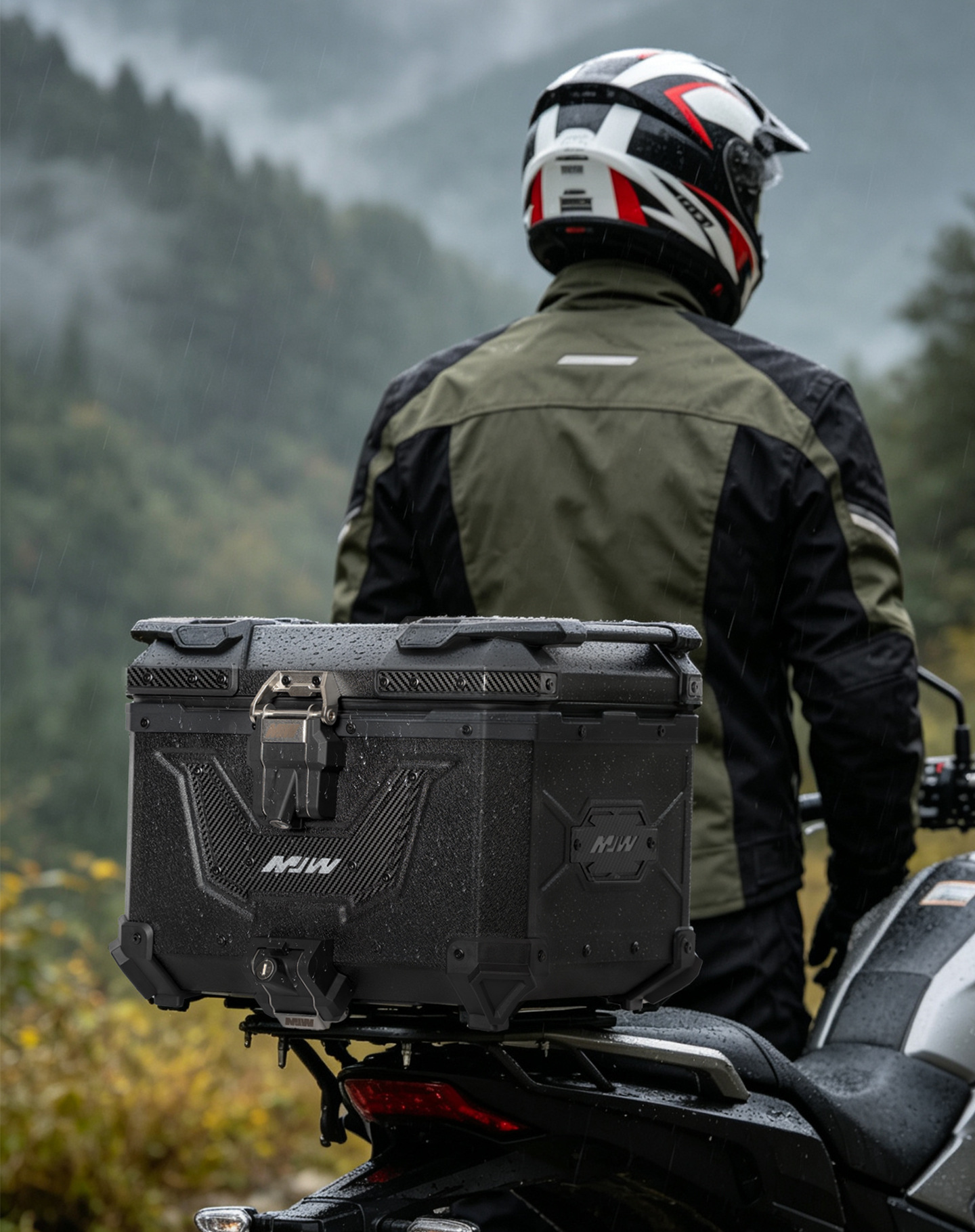 Big Demon Water Pattern Black Water Transfer Printing Hanging Panel Bm Lock 45L55L Quick Release Motorcycle Aluminum Alloy Tail Box Waterproof Box