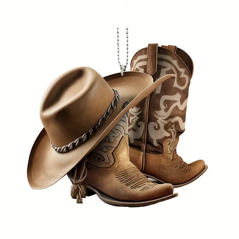 1 nuevos productos transfronterizos de decoración de colgantes de automóviles personales botas de vaqueros y sombreros decoración de colgantes de automóviles planos