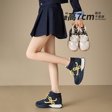 7CM内增高加绒德训鞋女秋冬百搭厚底休闲运动鞋复古高帮棉鞋女鞋