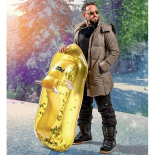 Dongguan supply PVC inflatable ski boat single double inflatable ski car with onion powder sequins ski ring