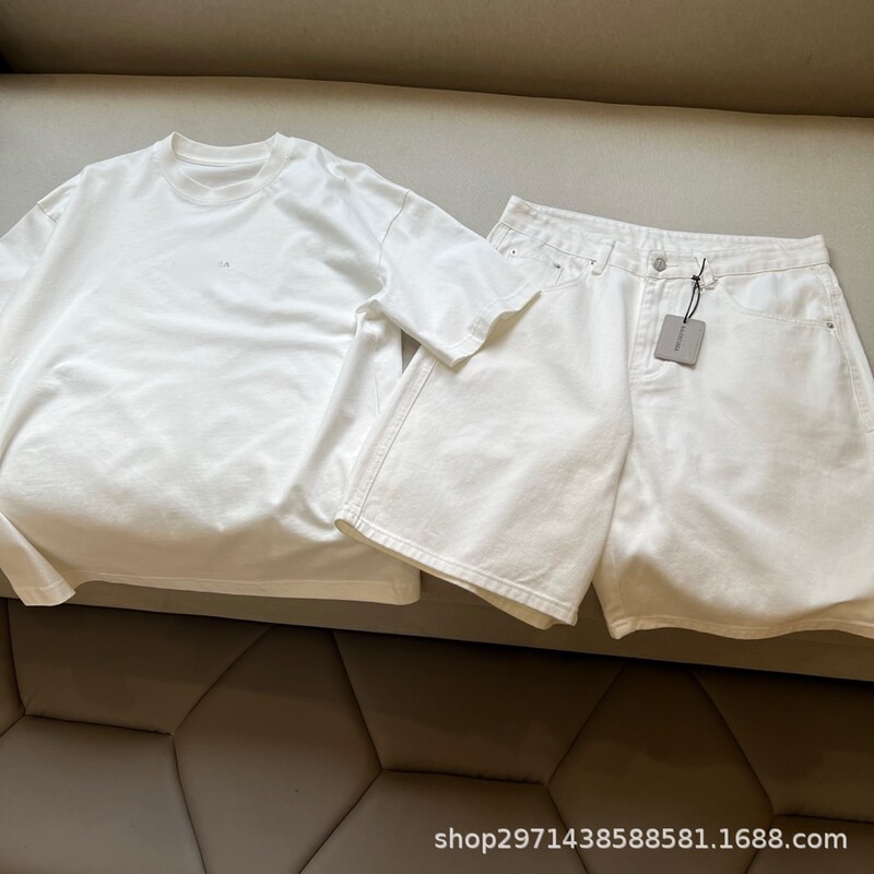 B Brand 26 Thin White Five-Point Workwear Denim Shorts for Men, Loose Straight Five-Point Workwear Denim Shorts