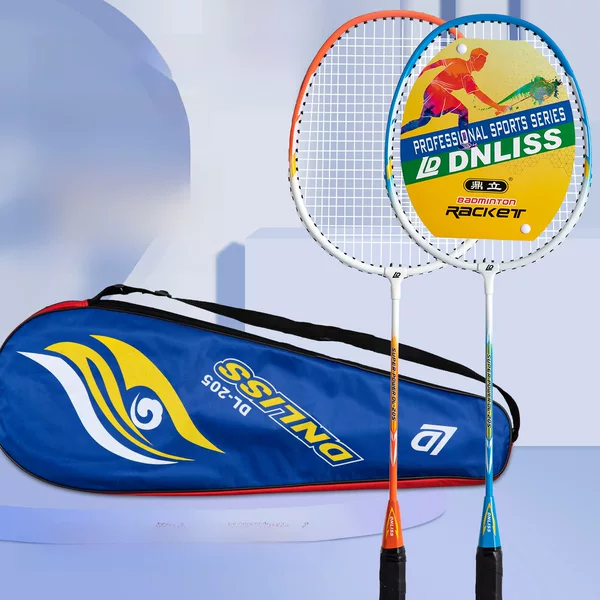 Source factory Dingli alloy resistant badminton racket adult carbon feather racket set sporting goods wholesale