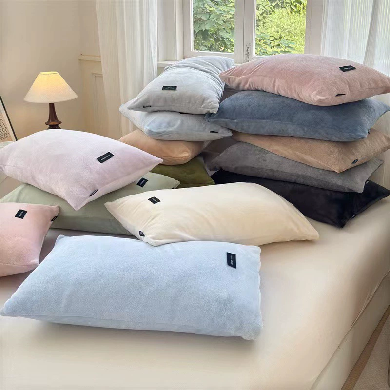 Беспечатная бархатная наволочка для теплого молока осенью и зимой фланелевая наволочка для одной двойной наволочки для кораллового бархата