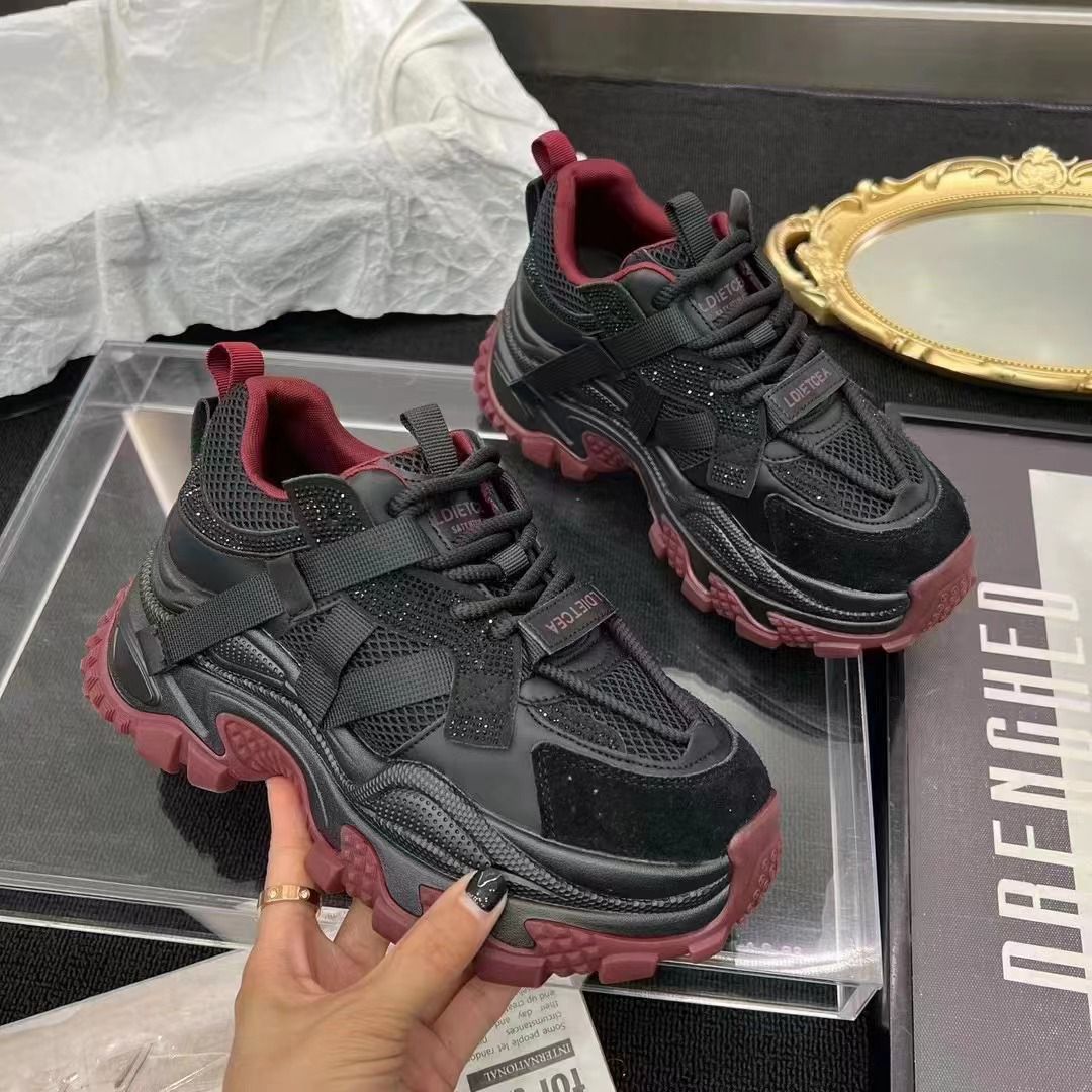 2024 moda de otoño 7cm de altura de lazos versátiles zapatos de papá zapatos de deporte transpirables zapatos casuales mujeres