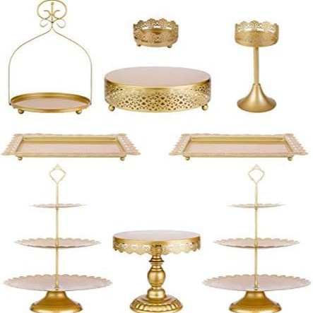 Soporte de pastel dorado de lujo ligero de estilo europeo, accesorios de fiesta de cóctel, plato de pastel, decoración, tienda de postres, juego de soporte de pastel