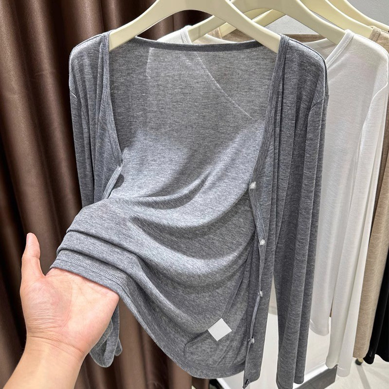 여성용 니트 가디건, 2026년 신상 여름 스타일, 멜빵스커트와 함께 입는 얇은 긴팔 자외선 차단 숄형 가디건