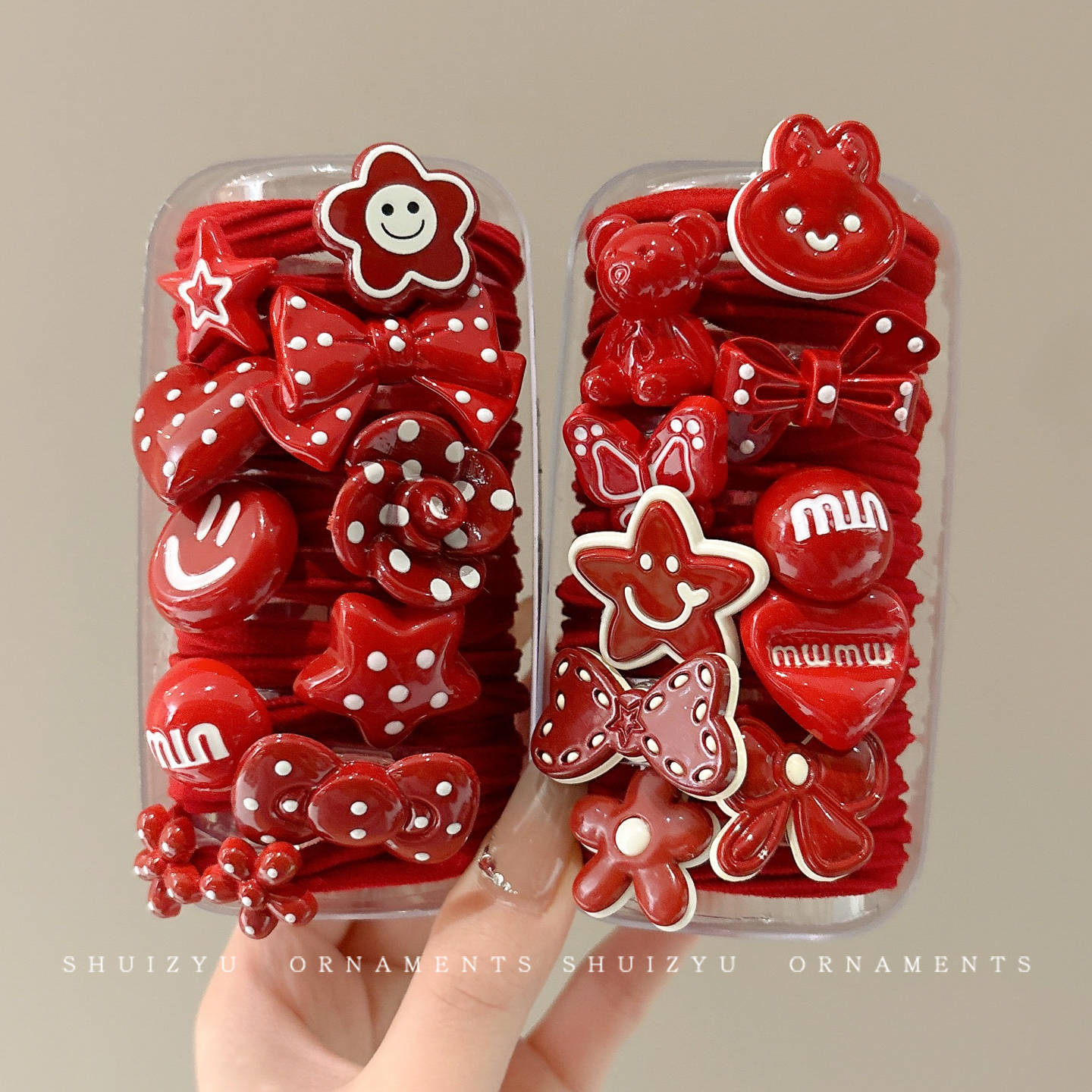 Niños rojos de Año Nuevo cabello de cabello de alta elástica cabello de cabello de cola de caballo de cabello no lastimar correa de cabello tocado