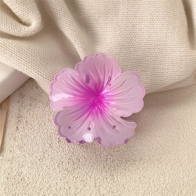 Haibin Holiday Flower Horquilla Island Holiday Estilo de vacaciones Color hibisco Pinza de agarre de flor de hibisco en la parte posterior de la cabeza Pinza de tiburón horquilla