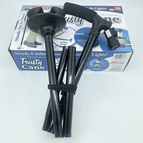 magic folding cane with light, aluminum alloy walking stick, five-section cane, anti-slip and shock-absorbing walking stick for elderly