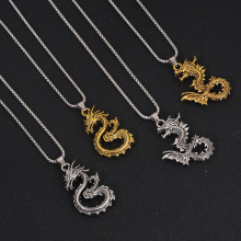 新款龙年生肖中国风男爆款百搭不掉色长款毛衣链儿童嘻哈钛钢项链