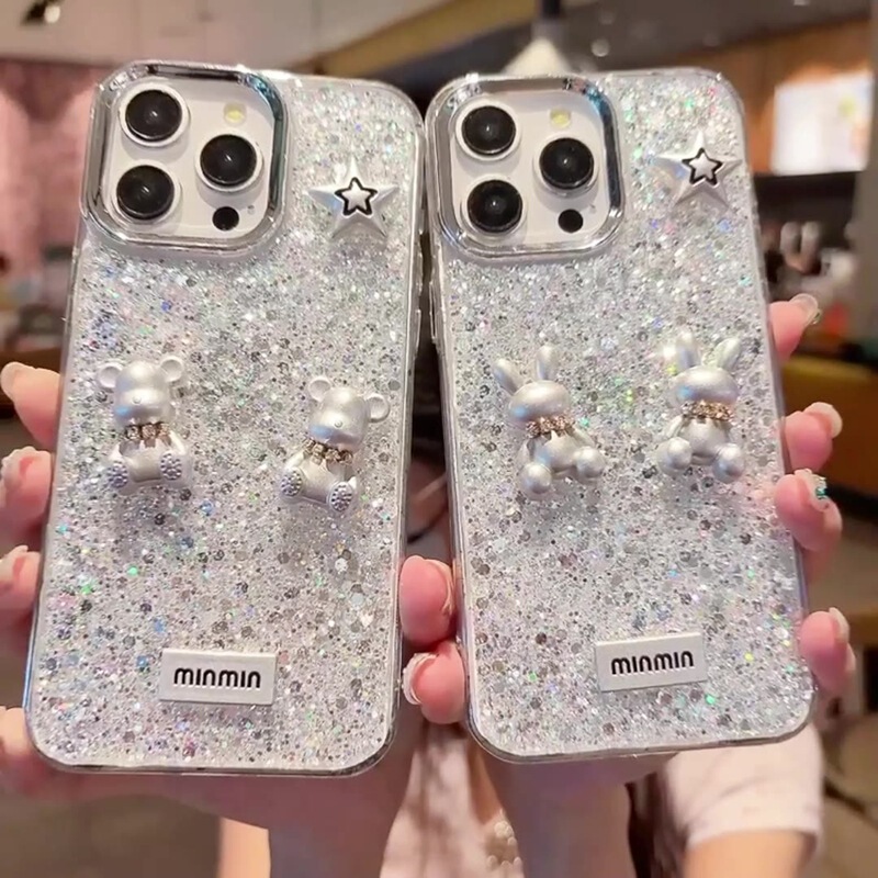 Suitable for Huawei Nova12 Mobile Phone Case Trendy Brand Bear and Rabbit Glory X7A Glue Sequin Stereo High-End Sense for Women Suitable for Huawei Nova12 Mobile Phone Case Trendy Brand Bear and Rabbit Glory X7A Glue Sequin Stereo High-End Sense for Women