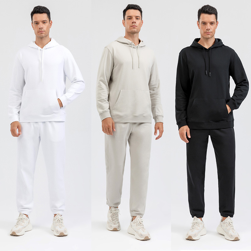 Otoño e invierno nuevo europeo y americano de dos piezas transfronteriza casual deportes con capucha sueltos suéter pantalones traje impreso logotipo