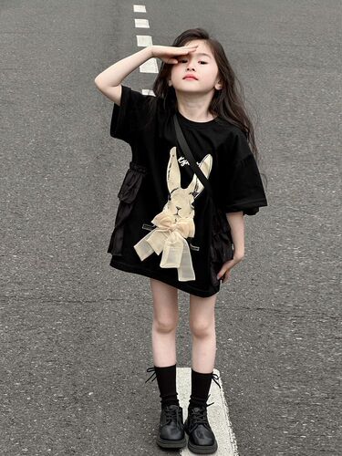 Girls 'short-sleeved T-shirt skirt 2026 new style children's loose foreign-style blouse children's summer cotton half-sleeve blouse trend