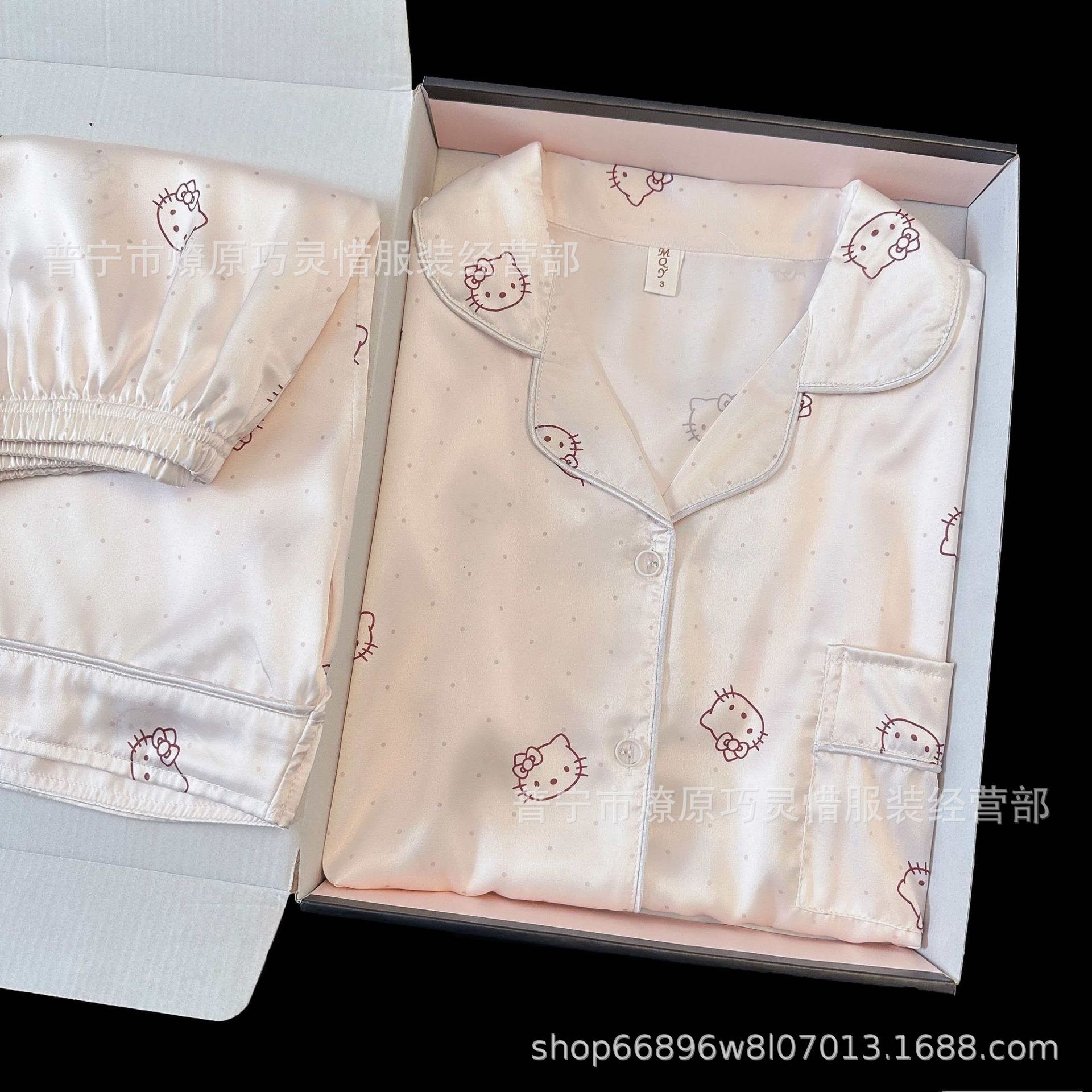 Pijama de verano nuevo hielo pantalones cortos de mangas cortas de dibujos animados KT gato coreano dormitorio de estudiantes ropa delgada set
