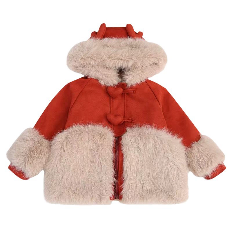 Winter warm sweater, children's down jacket with hood