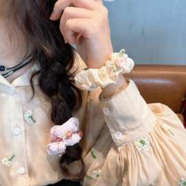 法式少女奶油小花发圈甜美森系ins风玫瑰花发绳气质优雅新款发饰