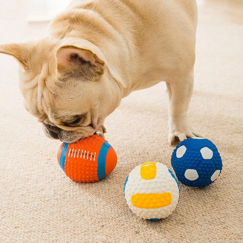 Dog latex sound toy, teeth grinding, bite resistance, boredom relief, rugby, soccer, small dog, teddy training pet supplies