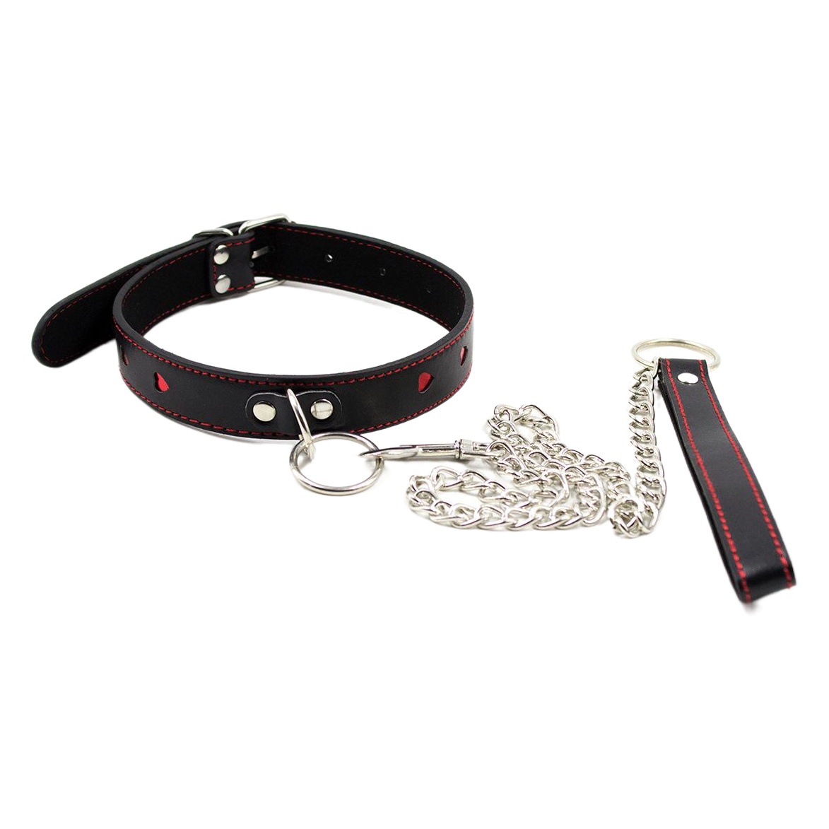 Los fabricantes suministran collar sexy collar adulto juego juguetes corazón rojo collar PU tracción Cadena de perro suministros para mascotas