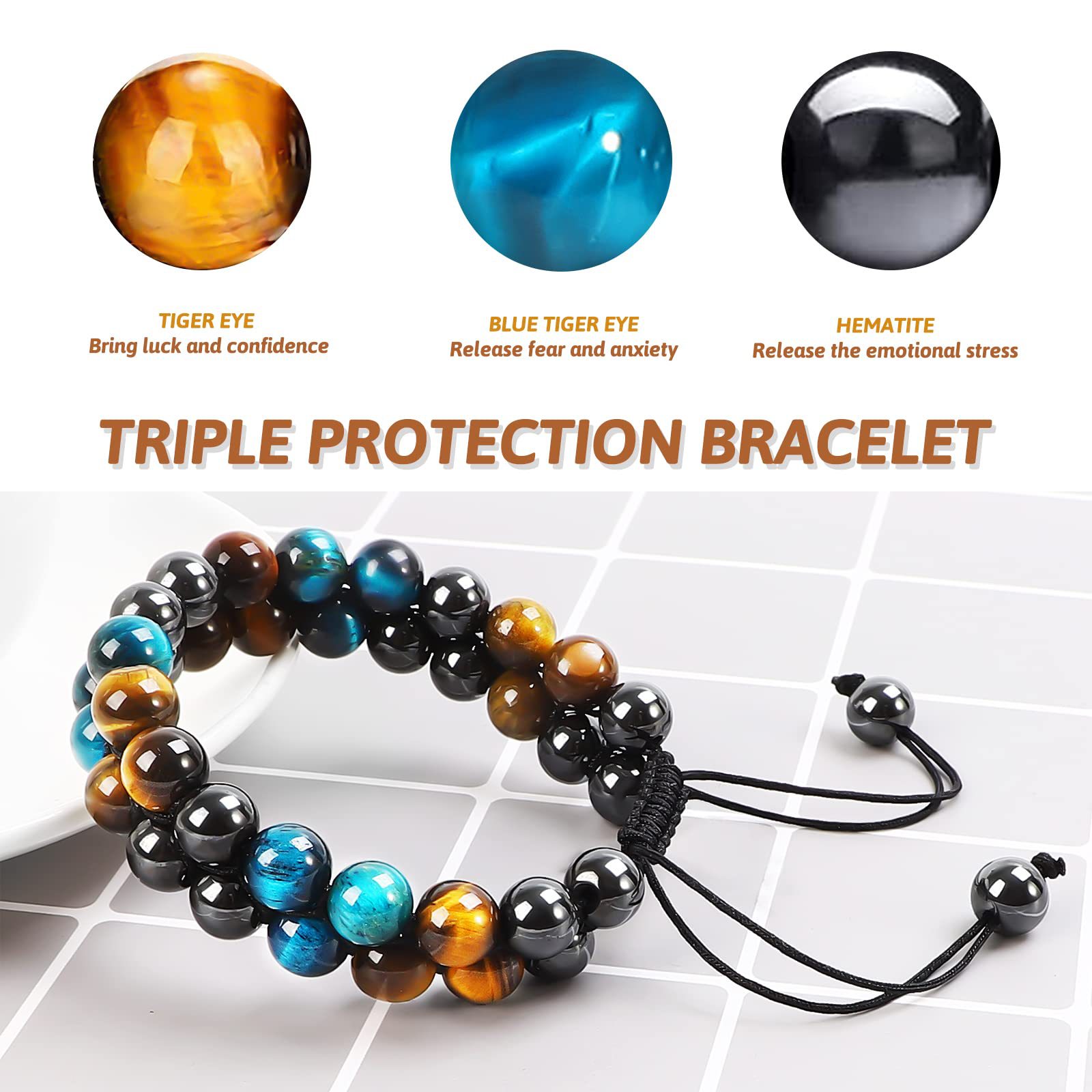 Retro Gradient Color natural stone Handmade Bracelets 1 Piece