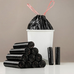 Drawstring garbage bag disposable household thick black handbag garbage bag wholesale factory agency 