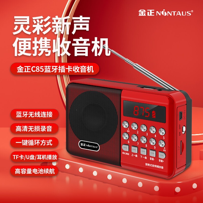 Jinzheng C85 Mini Bluetooth Speaker Portable Radio with Card Slot and USB Drive for the Elderly Small Speaker Player