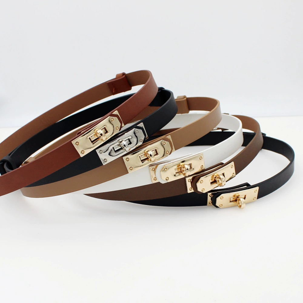 Adjustable PU Belt with Twist Lock Buckle, 1.8 cm Width, Max Stretch 92 cm