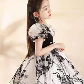 女童走秀礼服2026夏季新款水墨画国风小女孩钢琴演奏演出服厂家货