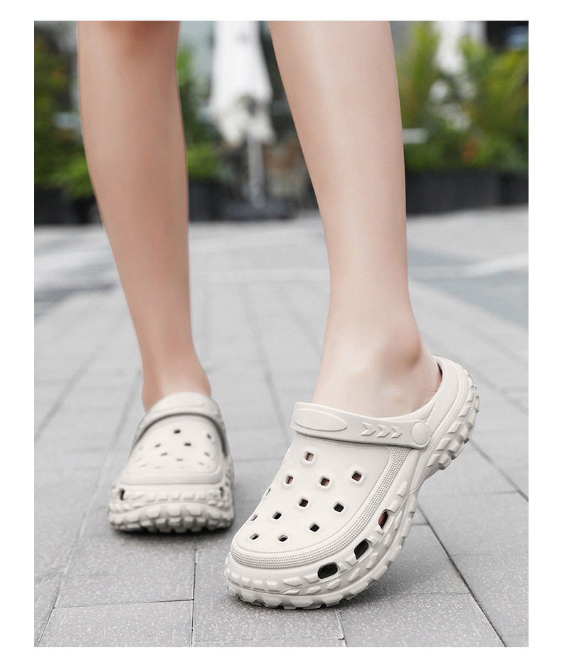 Dép sandal nam bít mũi đế lốp kiểu lỗ thoáng khí, đi biển và sinh hoạt hè — màu kaki, trắng, xám, đen chi tiết 19