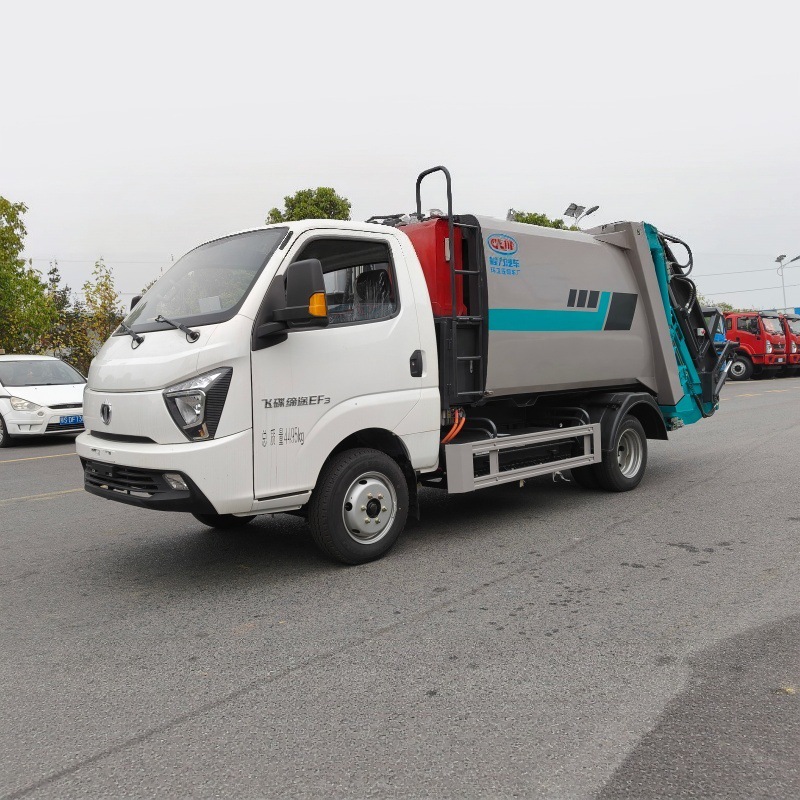 Pure electric sanitation vehicle with a sealed garbage compactor, designed for automatic compression of municipal solid waste for collection and transportation