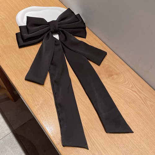 Long hair and waist ~ black big bow ribbon hairpin women's high-end back head headdress top clip Yiwu jewelry
