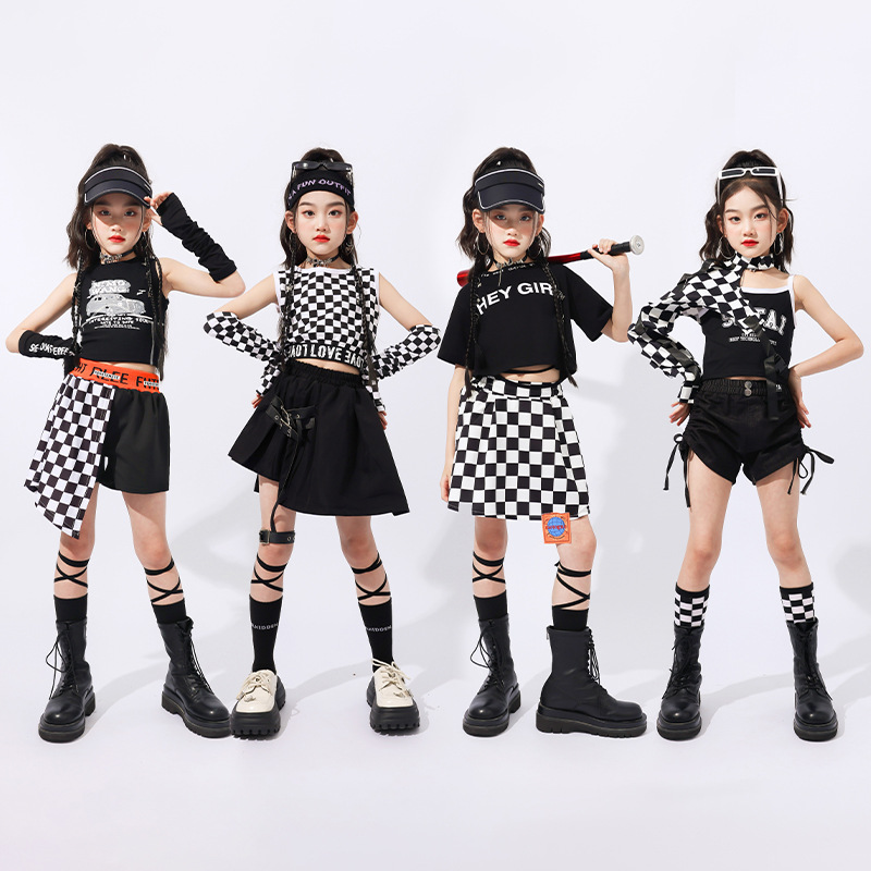 女童hiphop爵士舞演出服儿童嘻哈街舞服装女团走秀表演女孩炸街潮