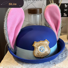 朱迪兔子圆顶儿童礼帽疯狂动物城警官帽子发饰头饰遮阳帽兔耳朵