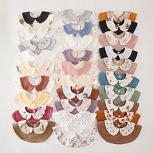 2025新婴儿纯棉绉布口水巾 印花领六层加厚360围嘴围兜可调节TUME