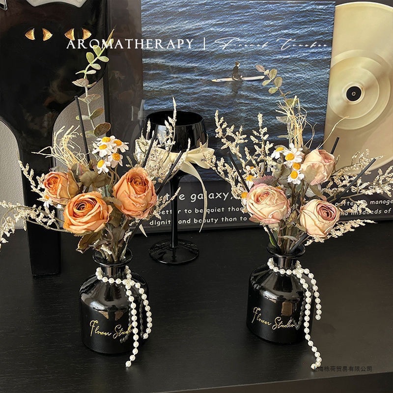 无火香薰家用室内持久卧室慵懒周末轻奢仿真花摆件小众高端装饰