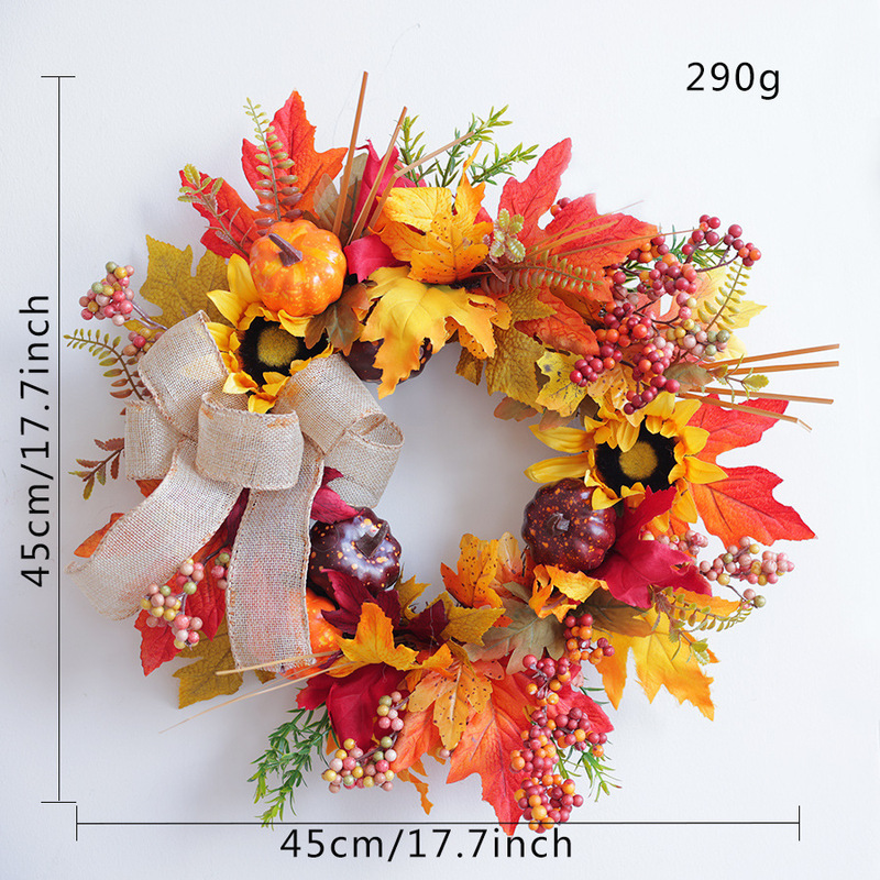 アマゾンの秋の花輪はカエデの葉のつるの秋の感謝祭の豊作節の装飾品をシミュレーションします。|undefined