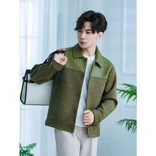 麂皮外套男春秋2024新款潮牌简约宽松翻领黑色牛仔衣短款痞帅夹克