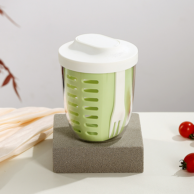 흰색 뚜껑이 달린 녹색 컵 [휴대용 테이크아웃] 650ml [기본 스타일]