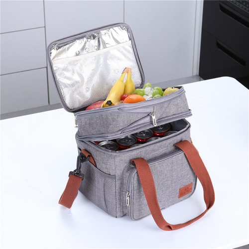 Amazon's new double-layer thermal bag portable lunch bag lunch thermal bag wholesale outdoor picnic ice bag