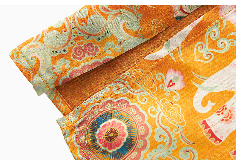 Áo vest cổ điển nữ phong cách Trung Hoa mới, chất liệu tơ tằm họa tiết voi nhỏ jacquard — Màu cam voi chi tiết 18