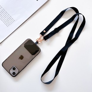Elastic ring loop buckle mobile phone hanging rope hanging neck men's and women's long color ribbon rope key work badge card set hanging rope