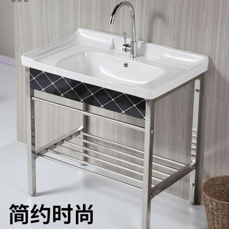セラミック洗面台 床置き型 小型 簡易柱洗面台 賃貸住宅 浴室トイレ一体型洗面台|undefined