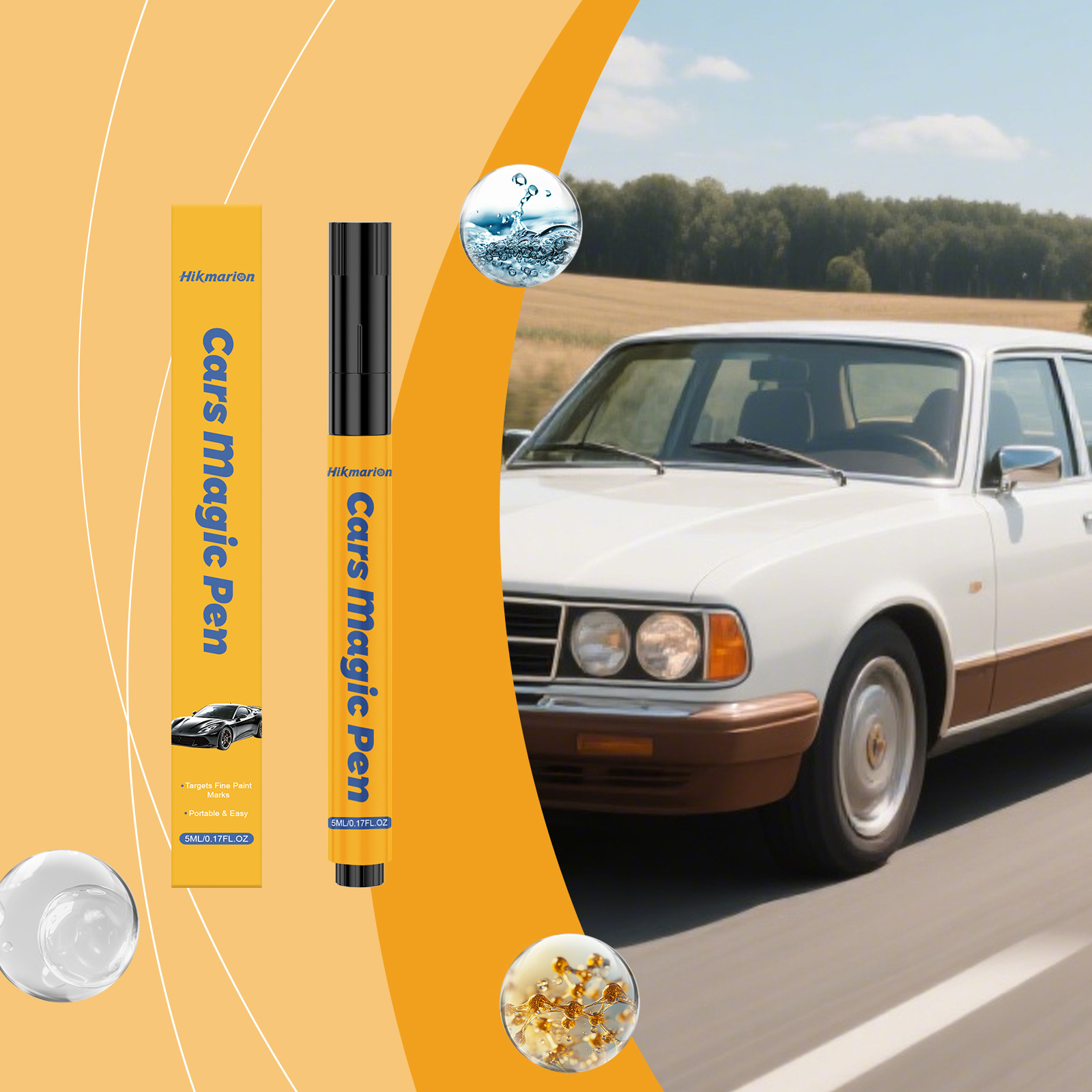 Hikmarion car scratch pen covers paint scratches, providing a simple and easy way to repair them without damaging the original paint