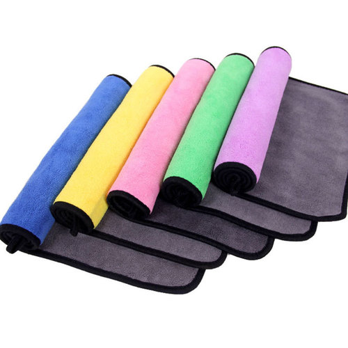 Double-sided coral velvet car wipes, thickened, water-absorbent, traceless car cleaning rags, multifunctional car wash towels logo