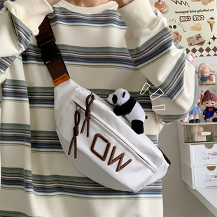 Niche Letter Design Crossbody Bag Women's Simple Trendy Shoulder Bag for Students Korean Style Western Style Large Capacity Fashionable Chest Bag