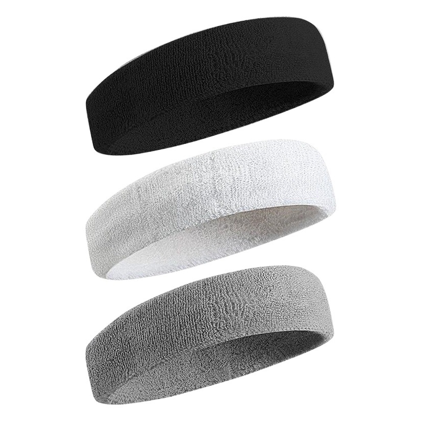 Pure Cotton Solid Color Pattern-Free Light Edition Yoga Hair Band Sports Sweat-Absorbing Running Basketball Headband Band Protector Set logo