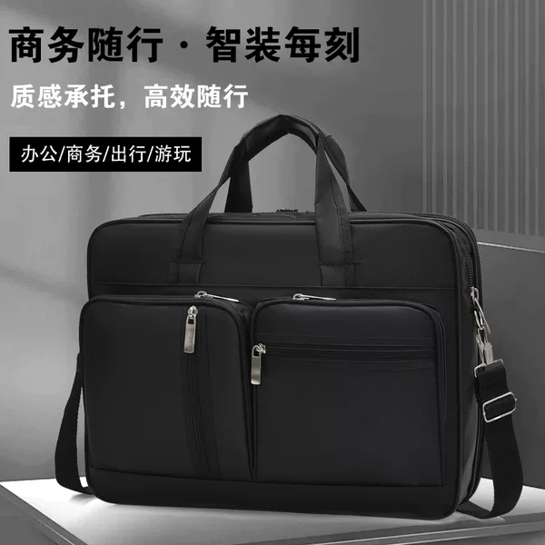 Factory Direct Sales Men's Cross-Body Bag Oxford Cloth Laptop Bag Horizontal Square Business Backpack Cross-Border Supply
