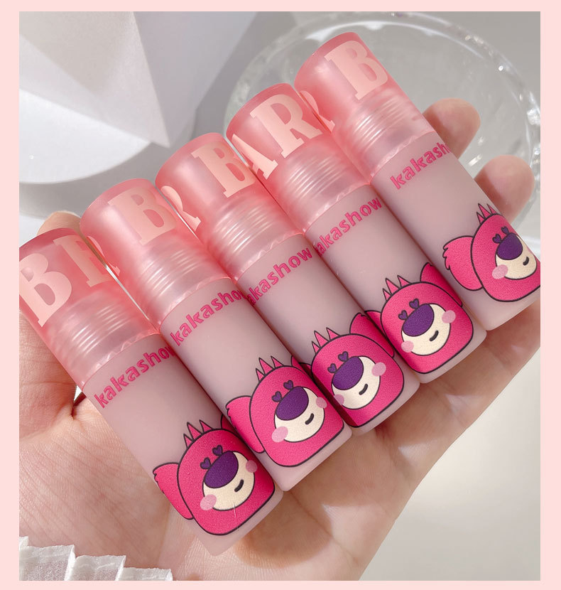 kakashow Sweetheart Bear Lip Gloss Velvet matte Glaze Mud moisturizing and non-stick cup 6-color lipstick Whitening undefined